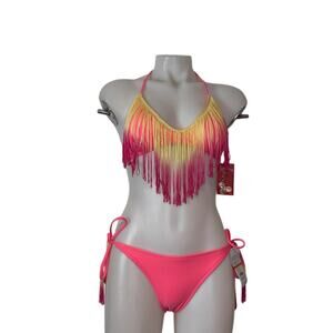 BikiniLab Neon Fringe Bikini Size Small